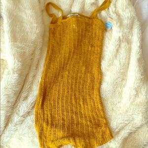 Mustard Yellow Crochet Cover Up Dress